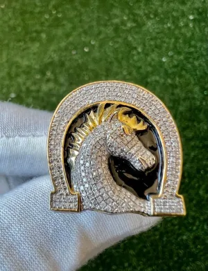 10k Gold Diamond Unicorn Ring, Mans Horse Ring, 0.60CT Diamond Ring Hip Hop Diamond Ring, Horse Ring 12.6 Grams, Gift for Him, Size 10