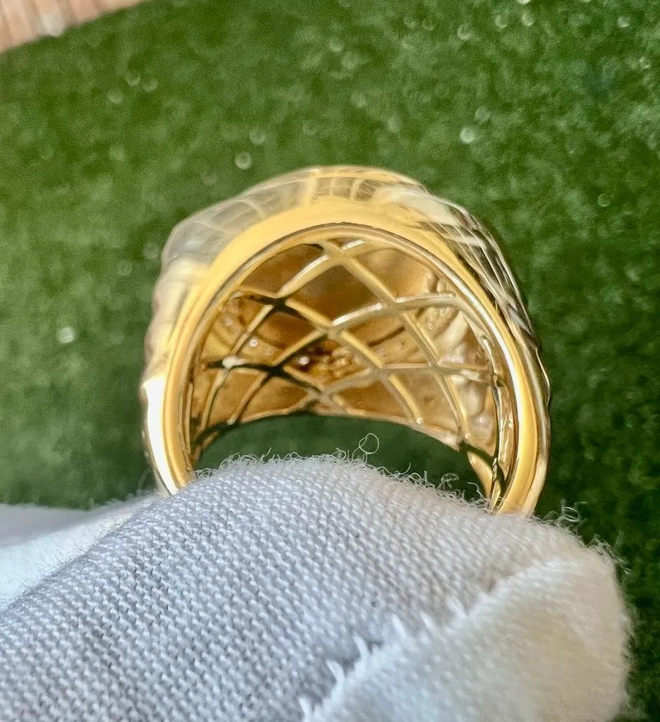 10K Yellow Gold Round Medallion Picture Frame Memory Ring, Genuine Diamond Ring 0.74 Ct,Mens Finger Ring, - Free Picture Engraving