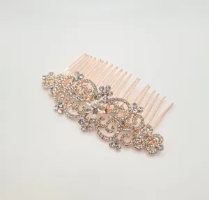 Art Deco Rose Gold Crystal Hair Comb