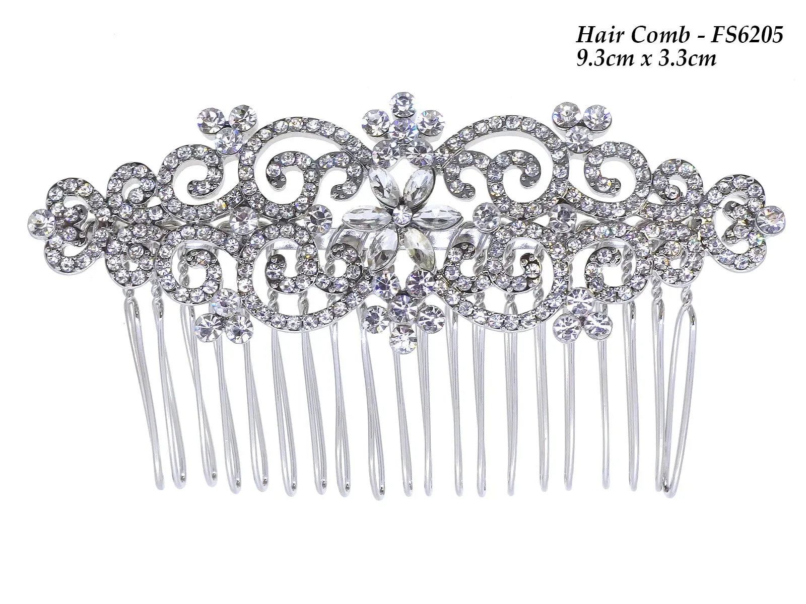 Art Deco Silver Crystal Hair Comb