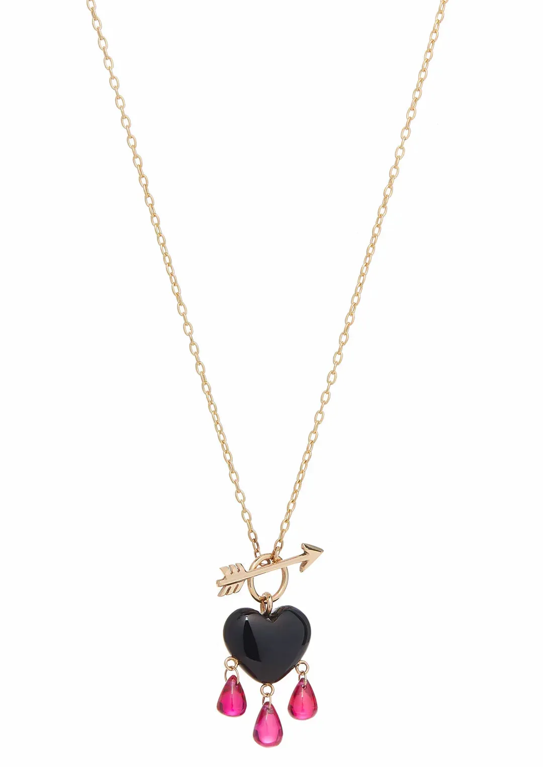 Bleeding Heart Necklace - 14k Gold   Onyx   Ruby