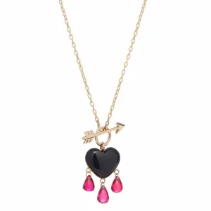 Bleeding Heart Necklace - 14k Gold   Onyx   Ruby