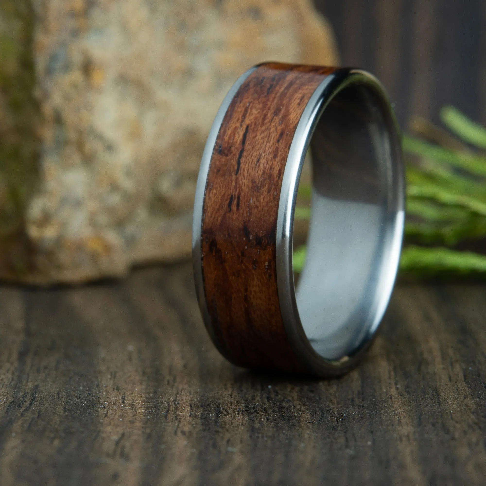 Bubinga wood wedding band