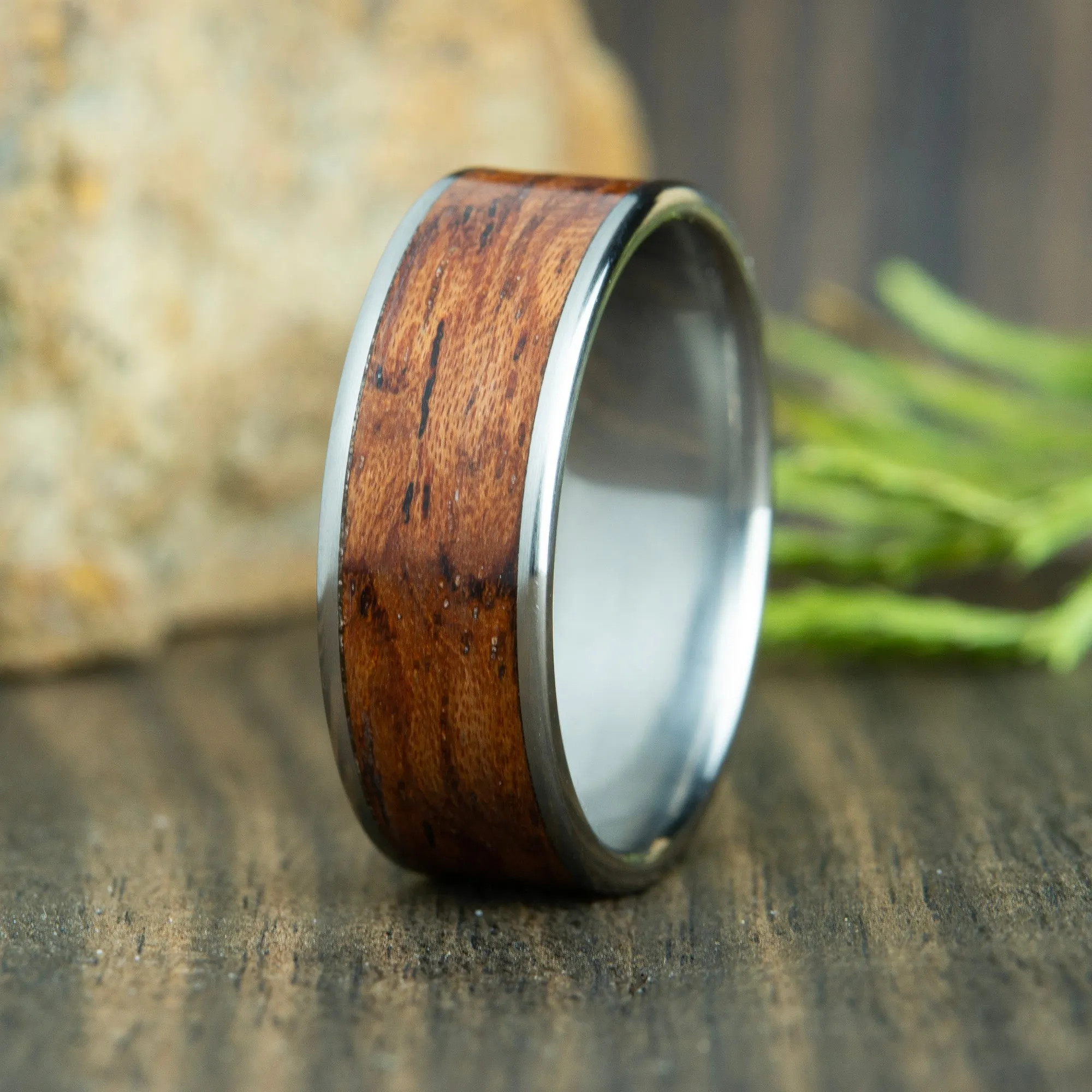 Bubinga wood wedding band