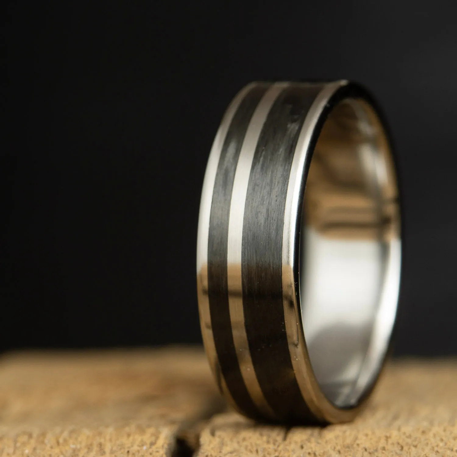 Carbon fiber w/titanium wedding band