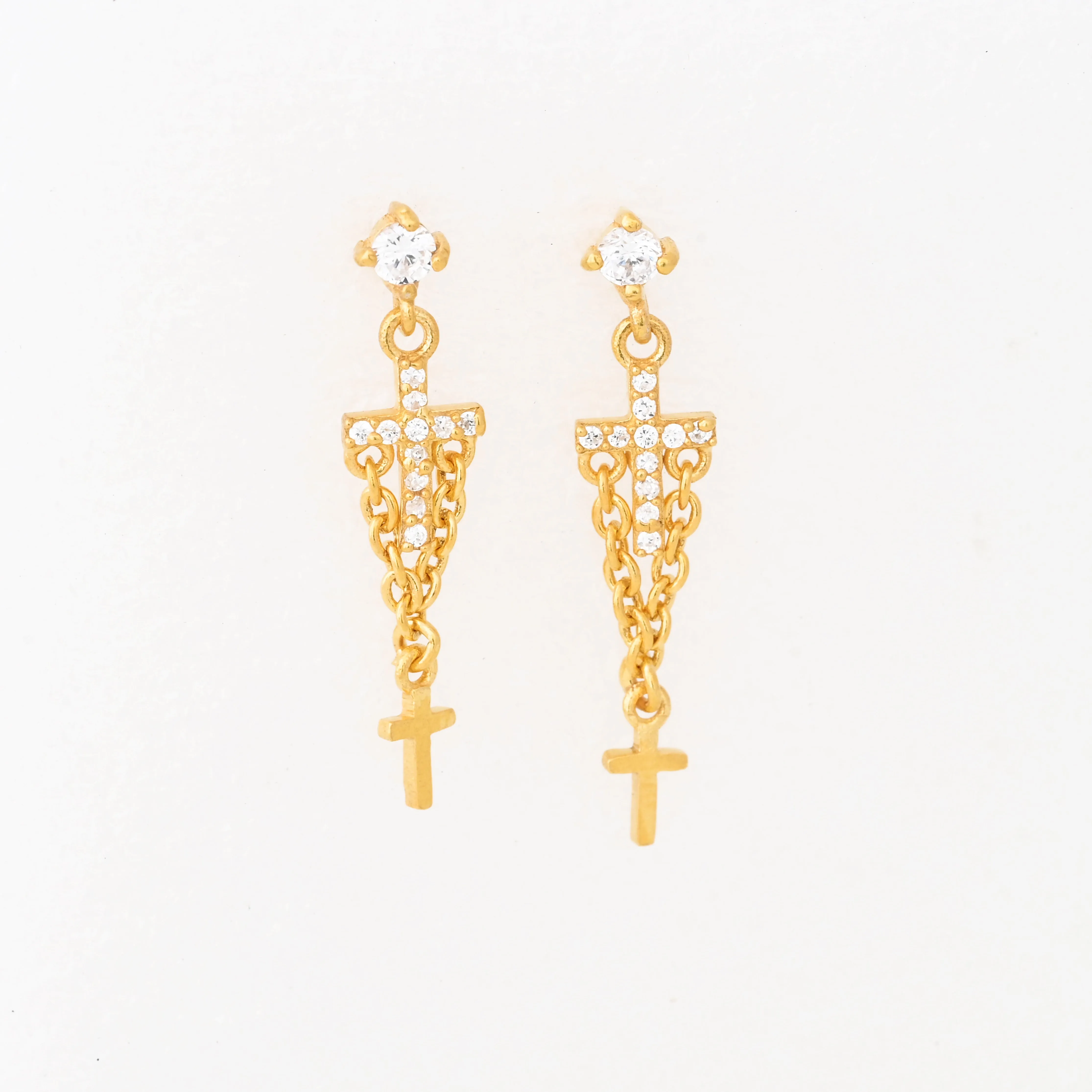Classic Dangle Earrings in Sterling Silver with Gold Plating