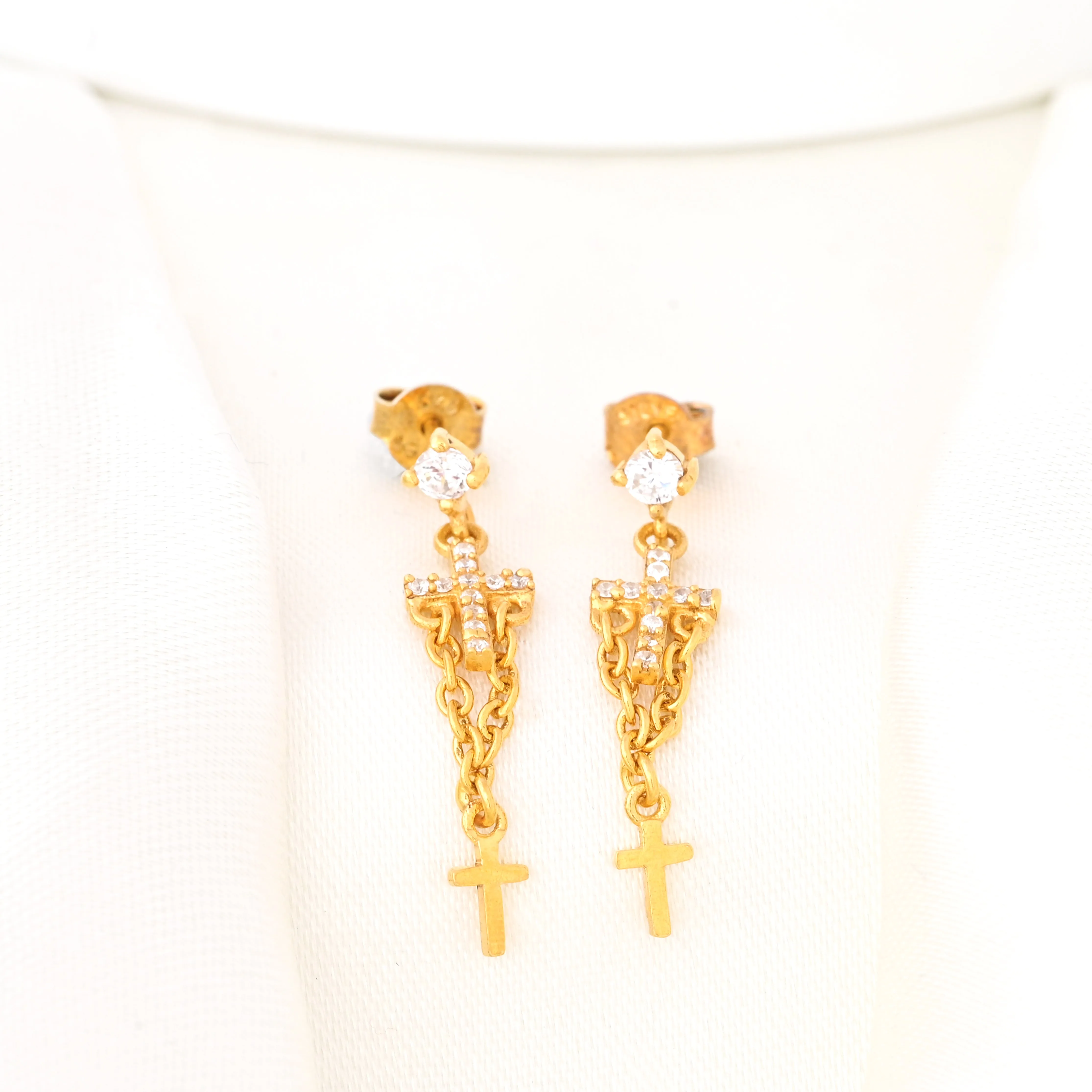 Classic Dangle Earrings in Sterling Silver with Gold Plating