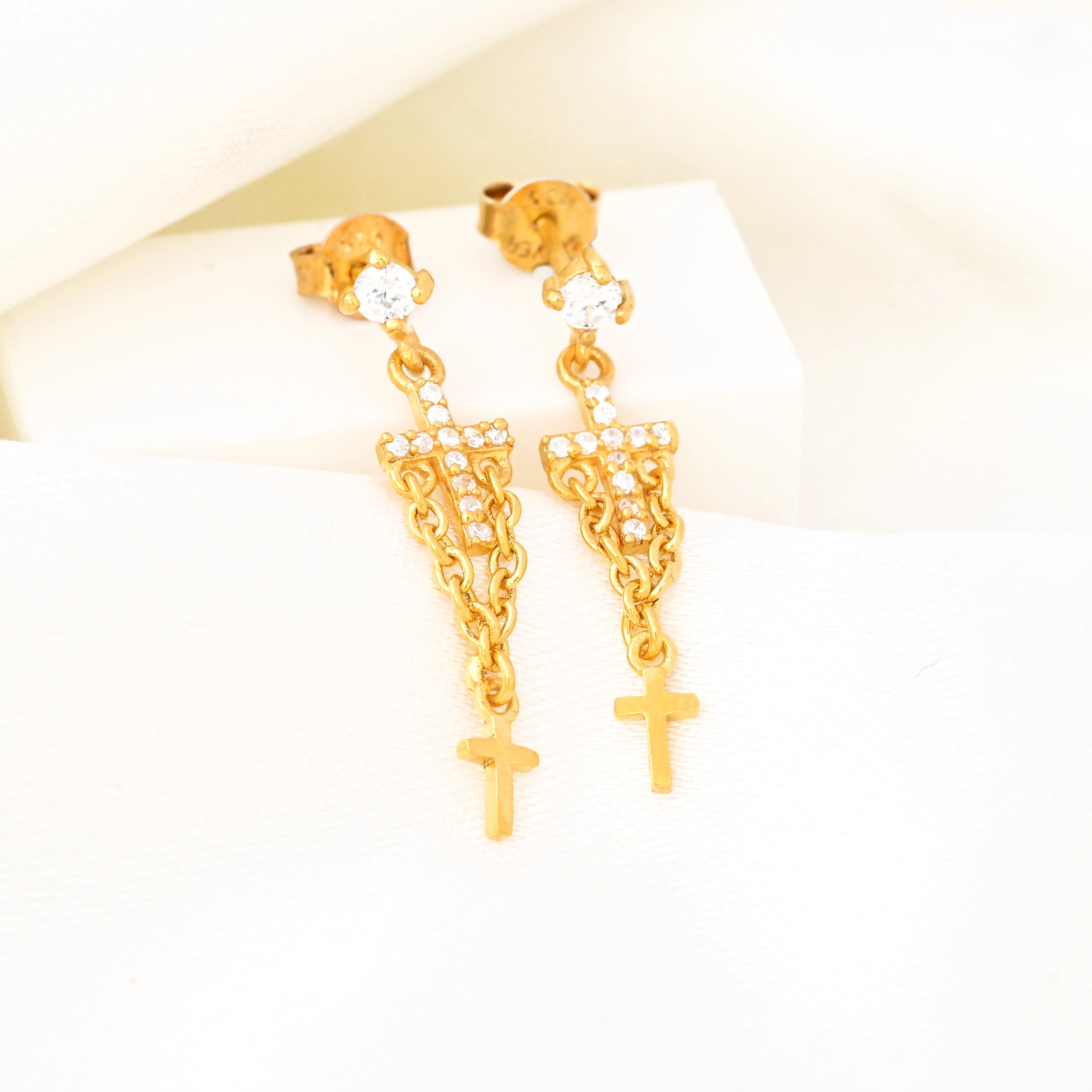 Classic Dangle Earrings in Sterling Silver with Gold Plating