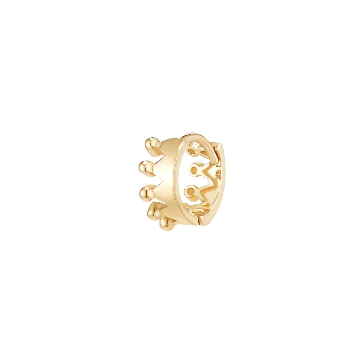 Crown Huggie Hoop- 14K Gold