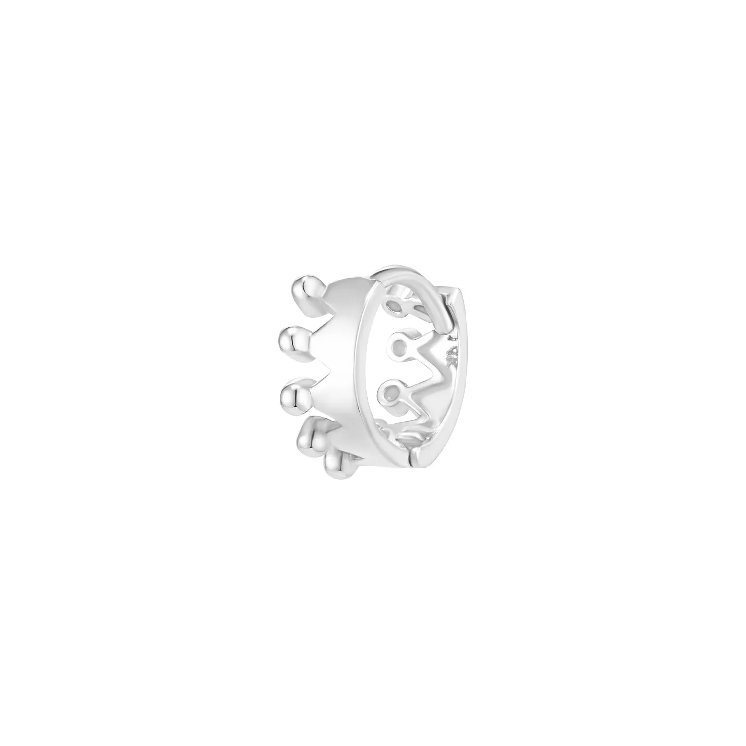 Crown Huggie Hoop- 14K Gold