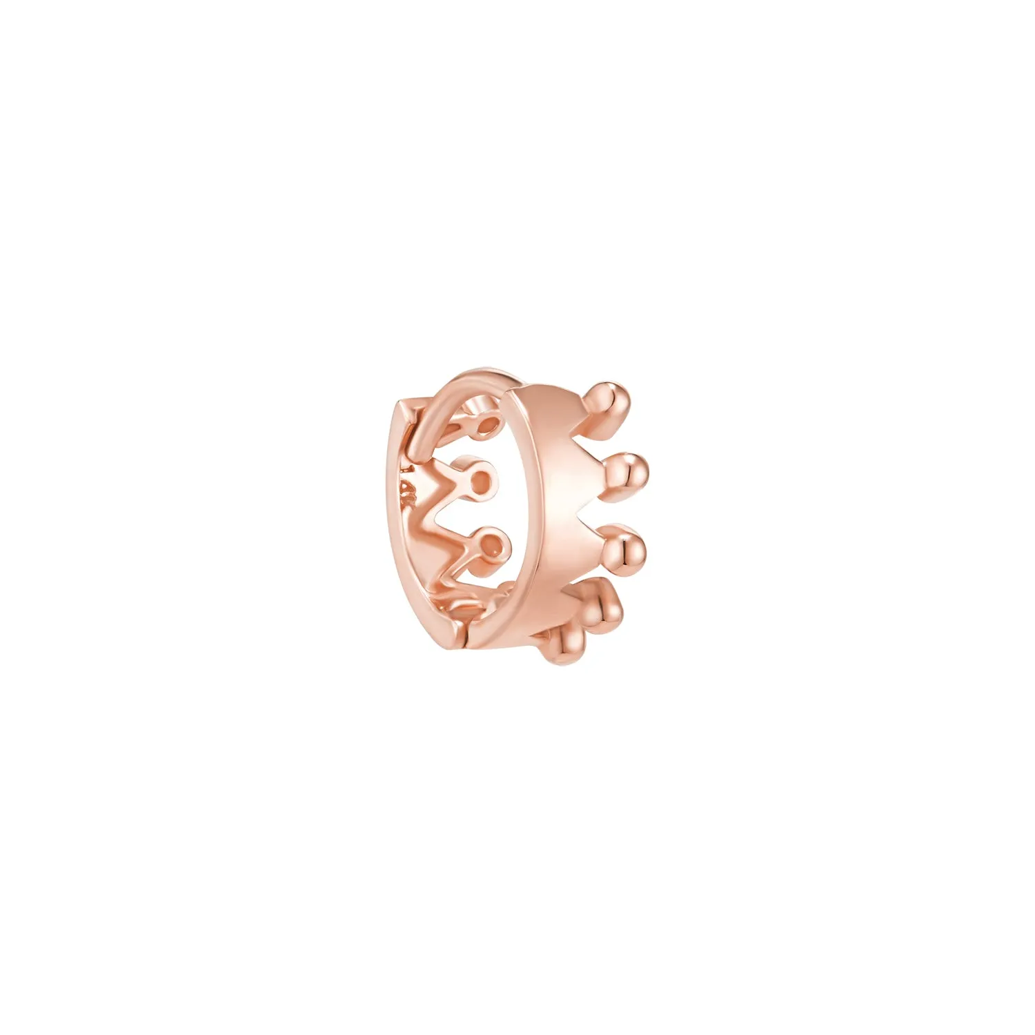 Crown Huggie Hoop- 14K Gold