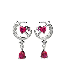 Dangle Stud Earrings in CZ Ruby gems