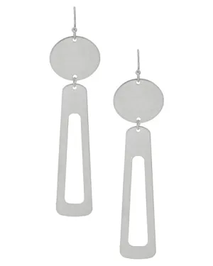 Geometric Matte Silver Dangle Earrings