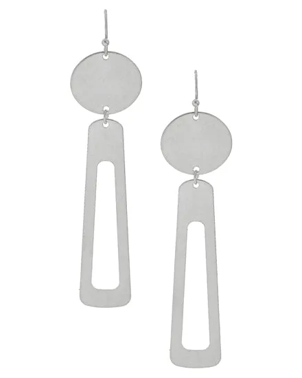 Geometric Matte Silver Dangle Earrings