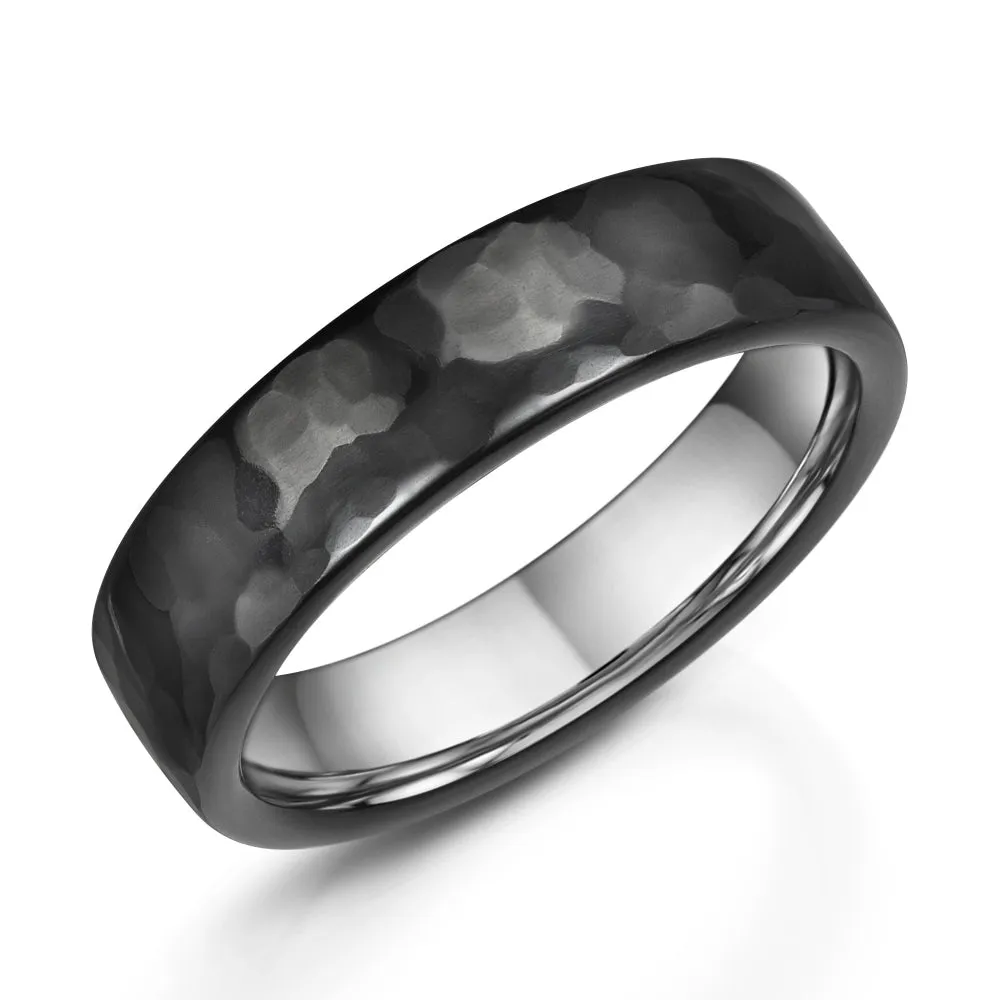 Hammered Zirconium Wedding Ring