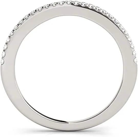 JewelMore 0.14 Carat Halo Round Diamond Antique Wedding Band for Women | 14K Solid White Gold |Lightweight Diamond Bridal/Engagement Jewelry Collection