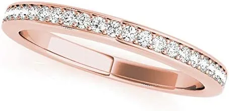 JewelMore 0.15 Cttw Diamond Anniversary or Wedding Band in 10K Rose Gold (I-J, I2-I3)