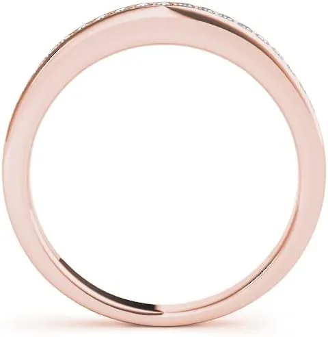 JewelMore 0.15 Cttw Diamond Anniversary or Wedding Band in 10K Rose Gold (I-J, I2-I3)