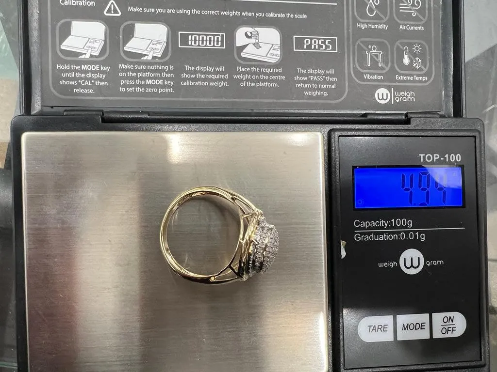 Mens Designer Big Ring | Hip Hop Ring | 10K Yellow Gold Iced Out Real Diamond Ring Band 0.50Ct 4.94 Grams Diamond Ring Gift for Him Size 10