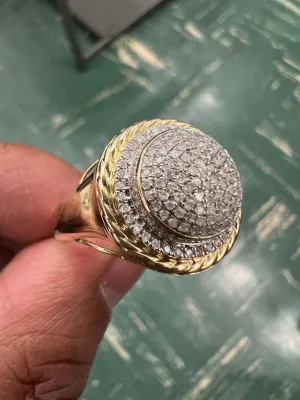 Mens Designer Big Ring | Hip Hop Ring | 10K Yellow Gold Iced Out Real Diamond Ring Band 0.50Ct 4.94 Grams Diamond Ring Gift for Him Size 10