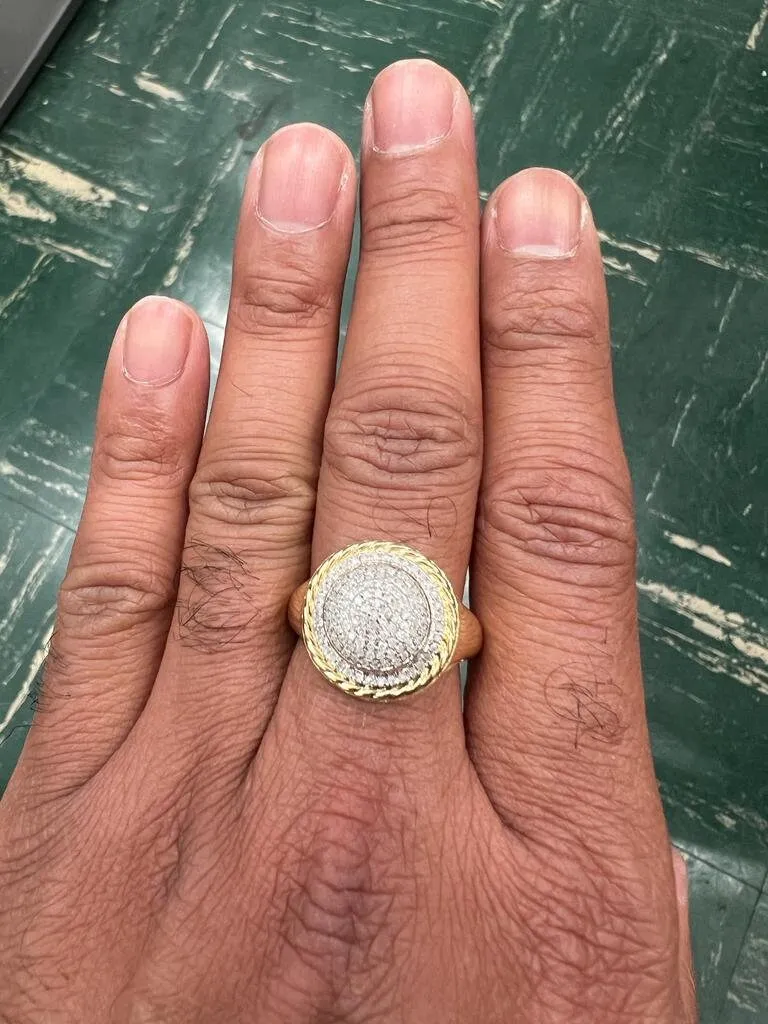 Mens Designer Big Ring | Hip Hop Ring | 10K Yellow Gold Iced Out Real Diamond Ring Band 0.50Ct 4.94 Grams Diamond Ring Gift for Him Size 10