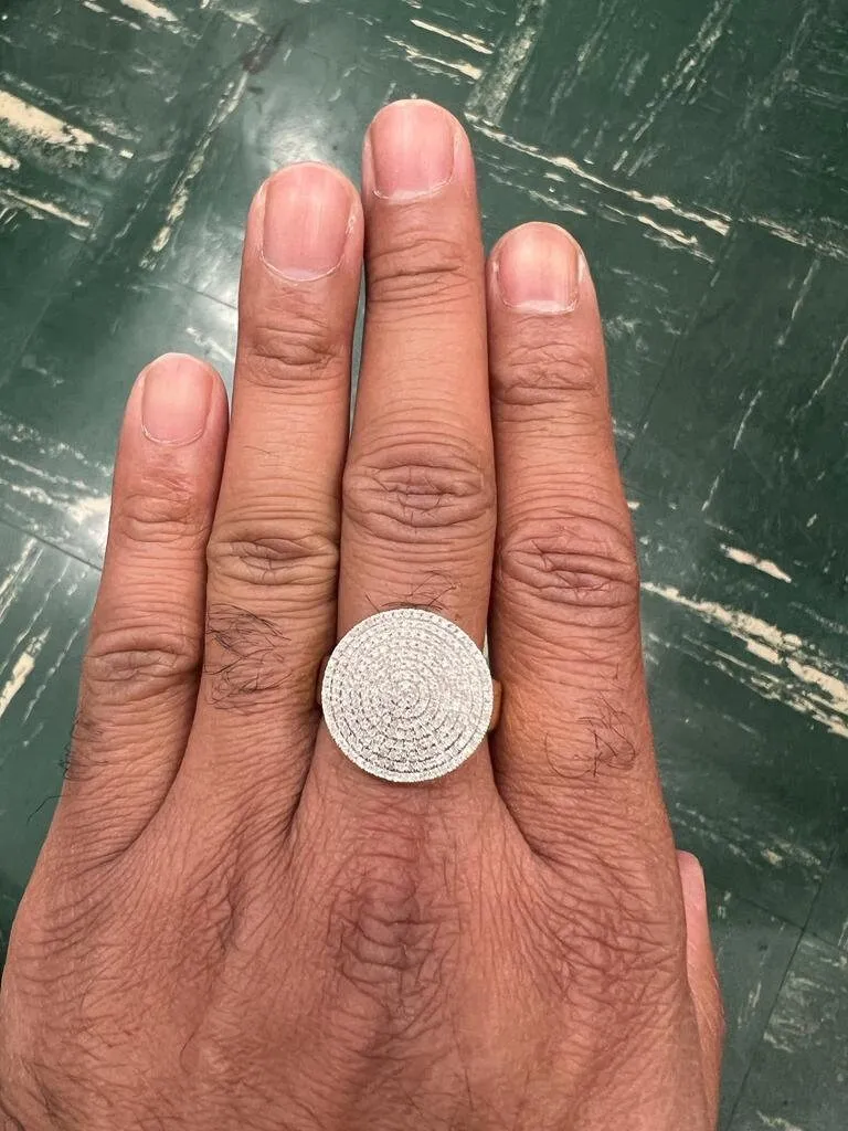 Mens iced out ring Round Cluster Wedding Ring | Hip Hop Ring | 10K Yellow Gold Real Diamond Big Ring Band 0.50Ct 4.94 Grams, Size 10