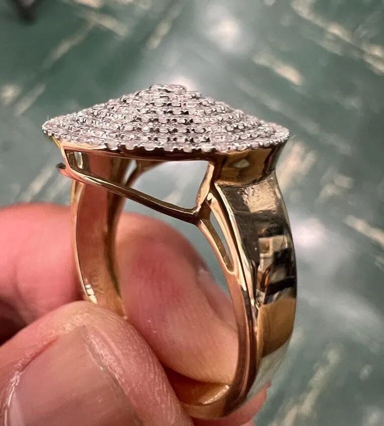 Mens iced out ring Round Cluster Wedding Ring | Hip Hop Ring | 10K Yellow Gold Real Diamond Big Ring Band 0.50Ct 4.94 Grams, Size 10