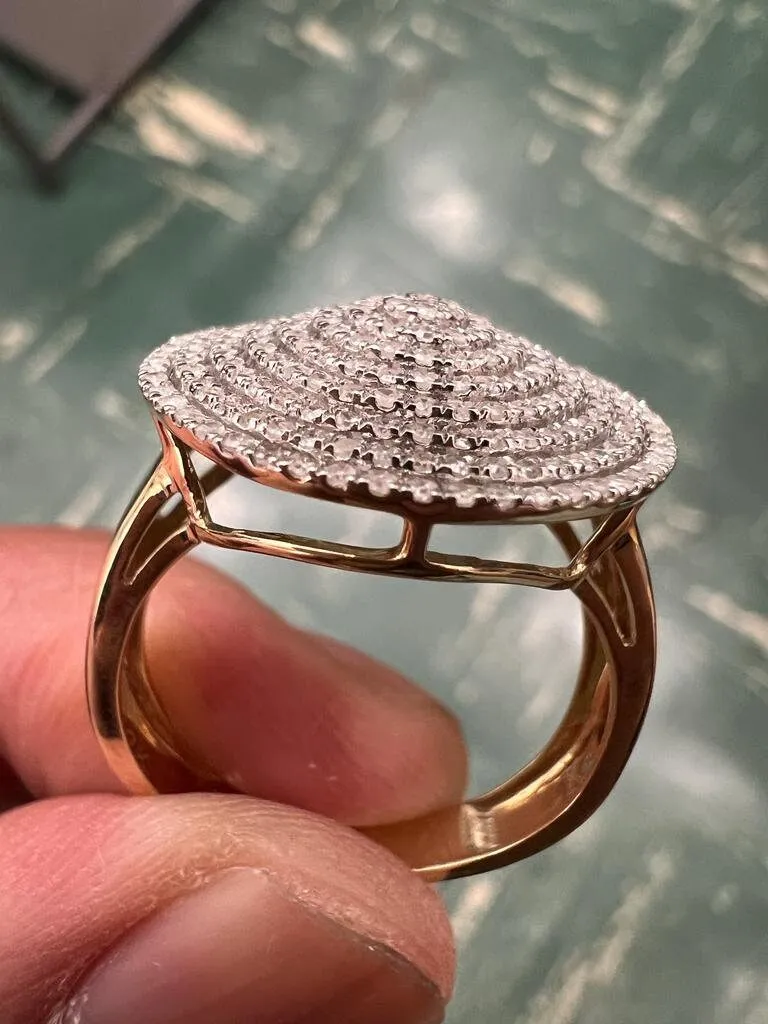 Mens iced out ring Round Cluster Wedding Ring | Hip Hop Ring | 10K Yellow Gold Real Diamond Big Ring Band 0.50Ct 4.94 Grams, Size 10