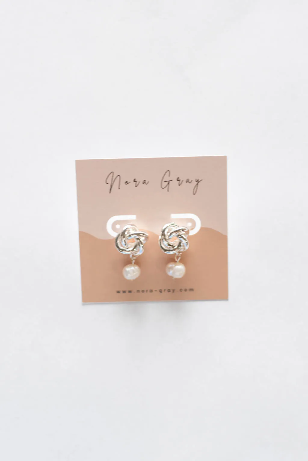 Metal Knot Fresh Water Pearl Earrings
