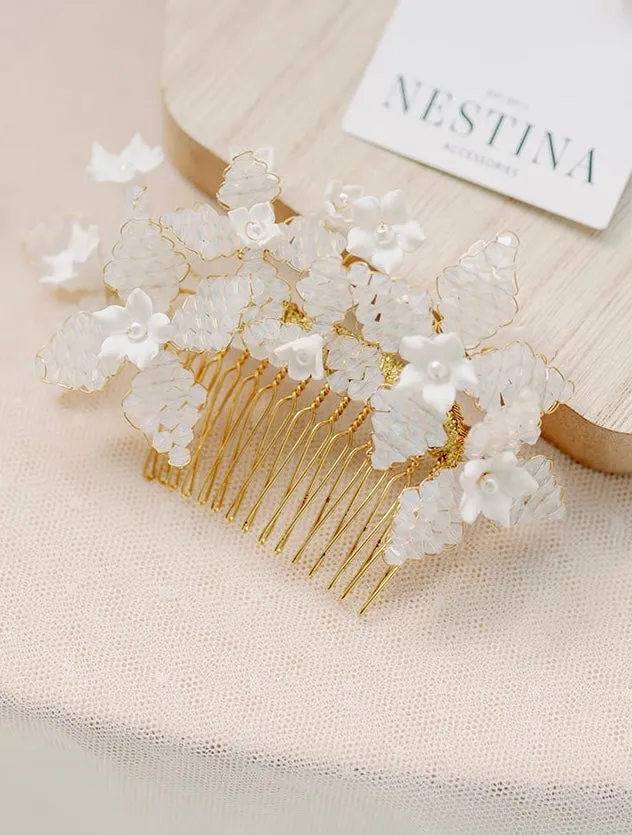 opal crystal bridal headpiece FLEURE - style 23005
