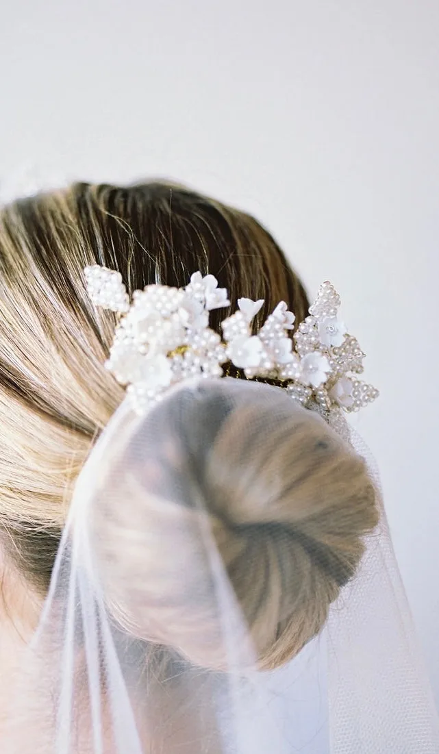 opal crystal bridal headpiece FLEURE - style 23005