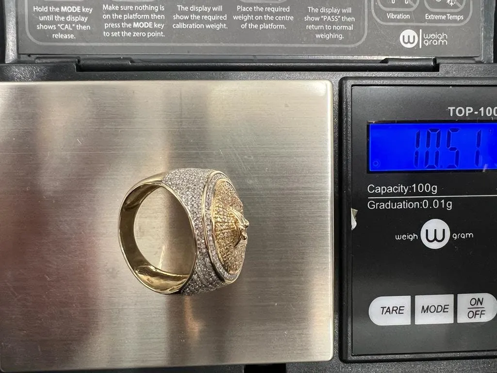 Pharaoh Egyptian King Ring, 10k Yellow Gold Real Diamond 0.90 CT, Pharaoh Head Ring, King Pharaoh Ring, Egyptian King Ring 10.51 Grams