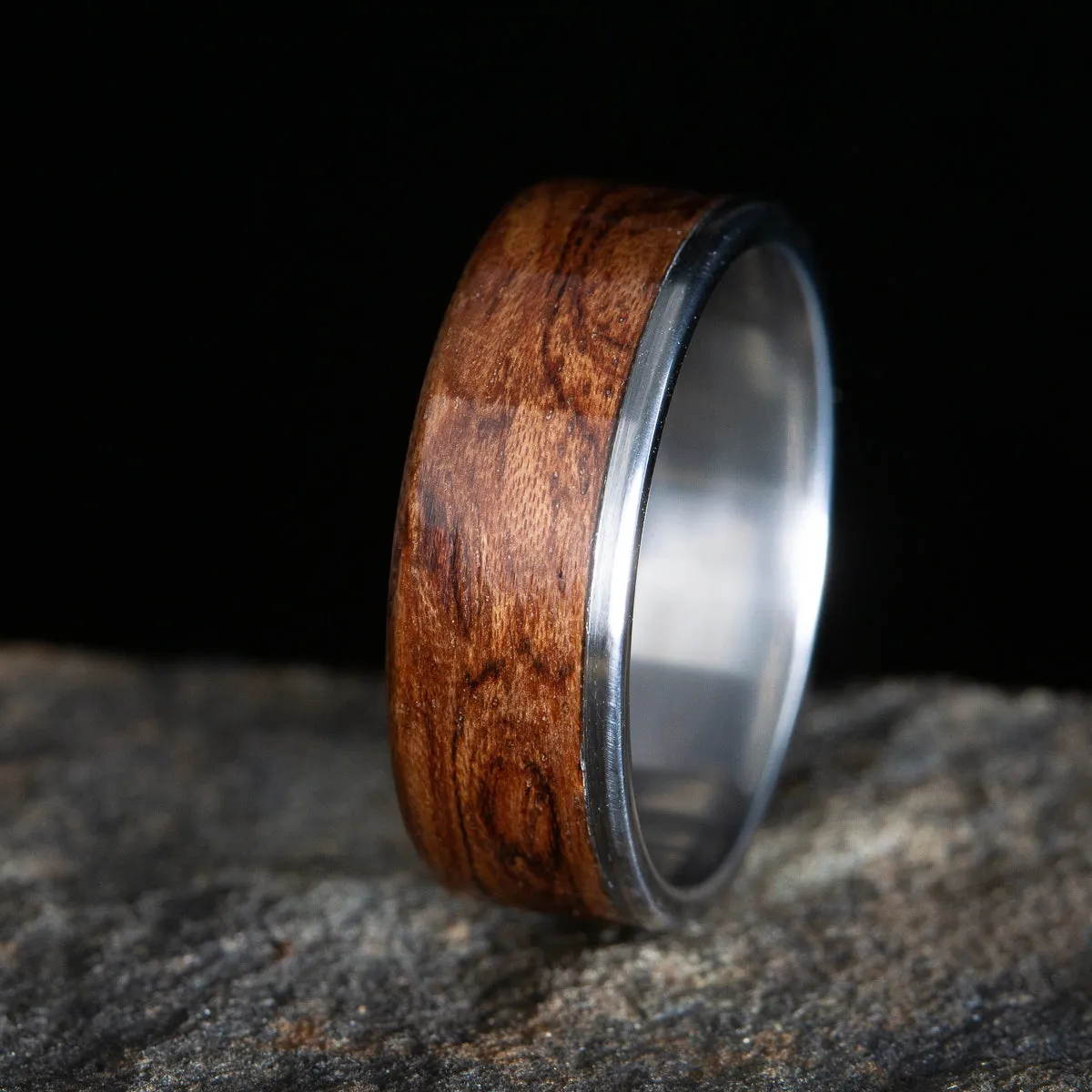 "Sedona sunset" Men's titanium and bubinga wooden wedding ring