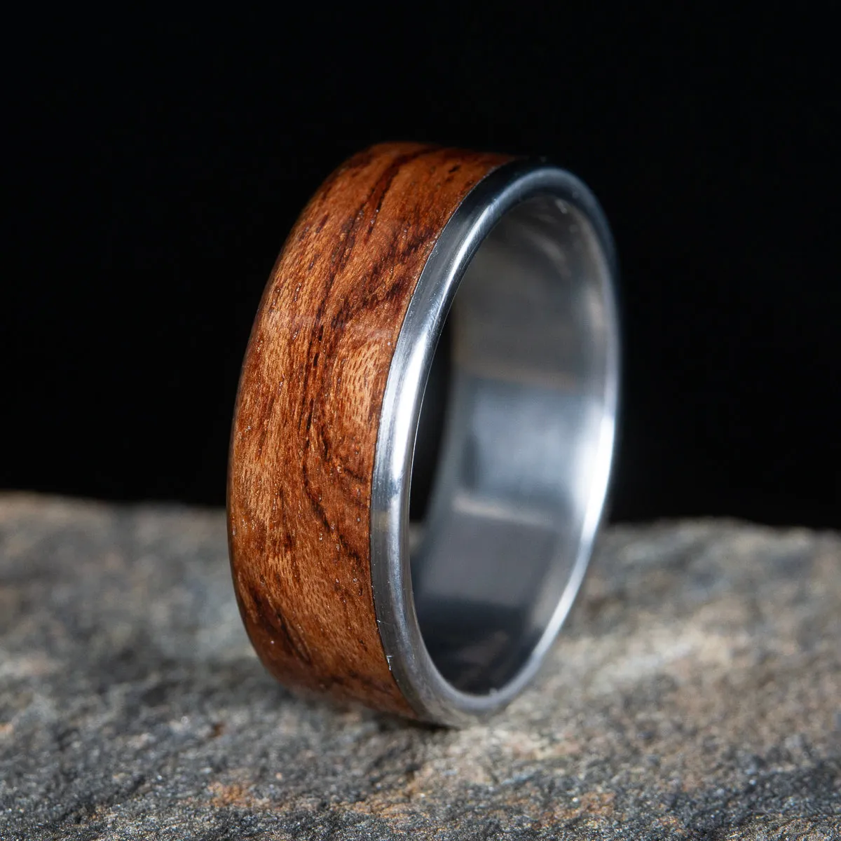 "Sedona sunset" Men's titanium and bubinga wooden wedding ring