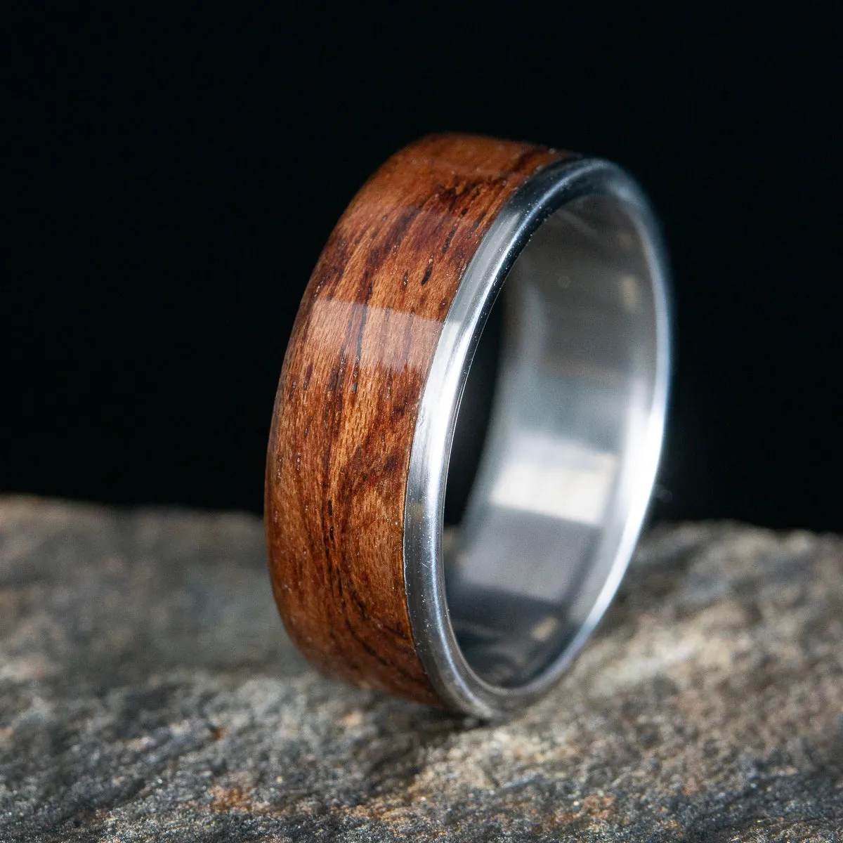 "Sedona sunset" Men's titanium and bubinga wooden wedding ring