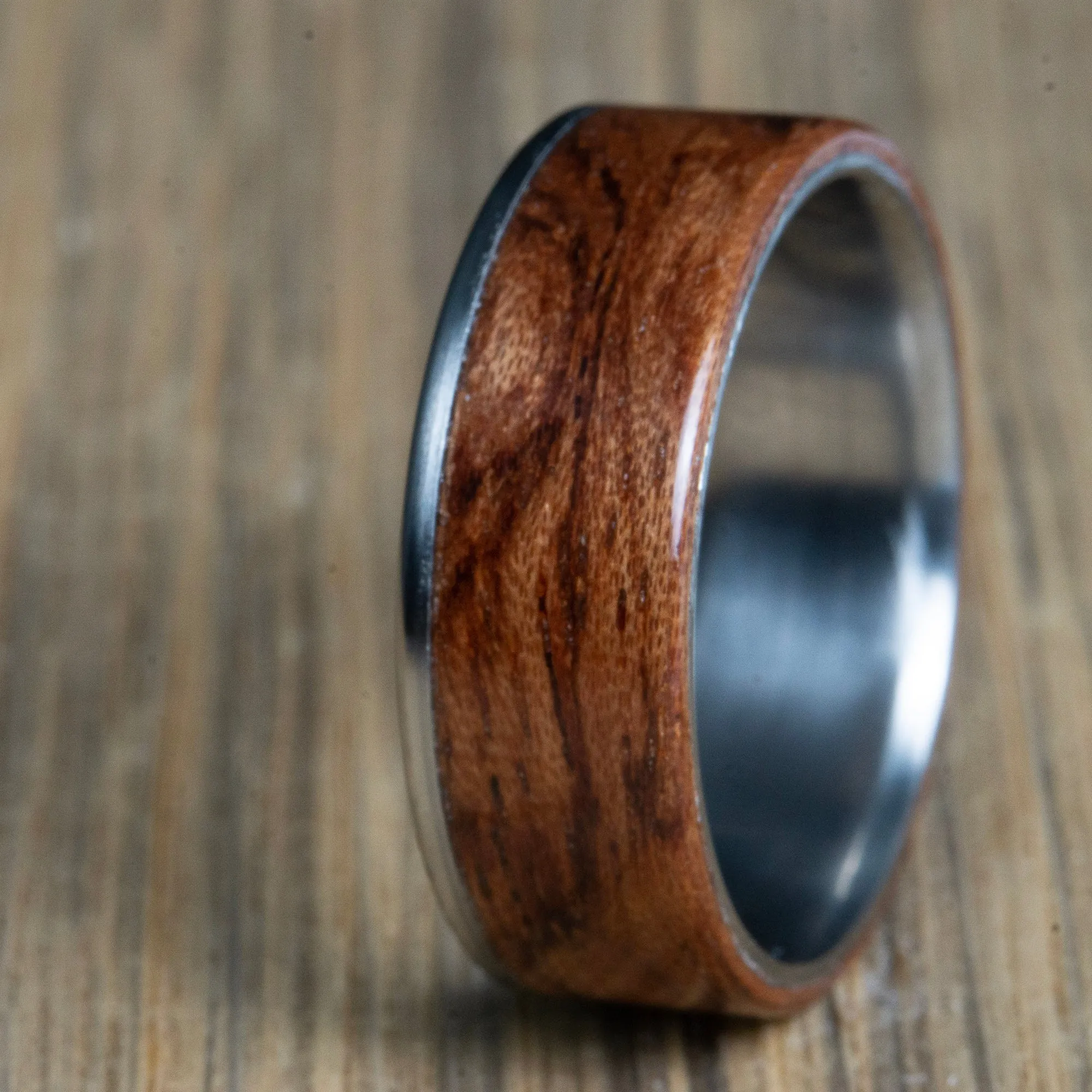 "Sedona sunset" Men's titanium and bubinga wooden wedding ring