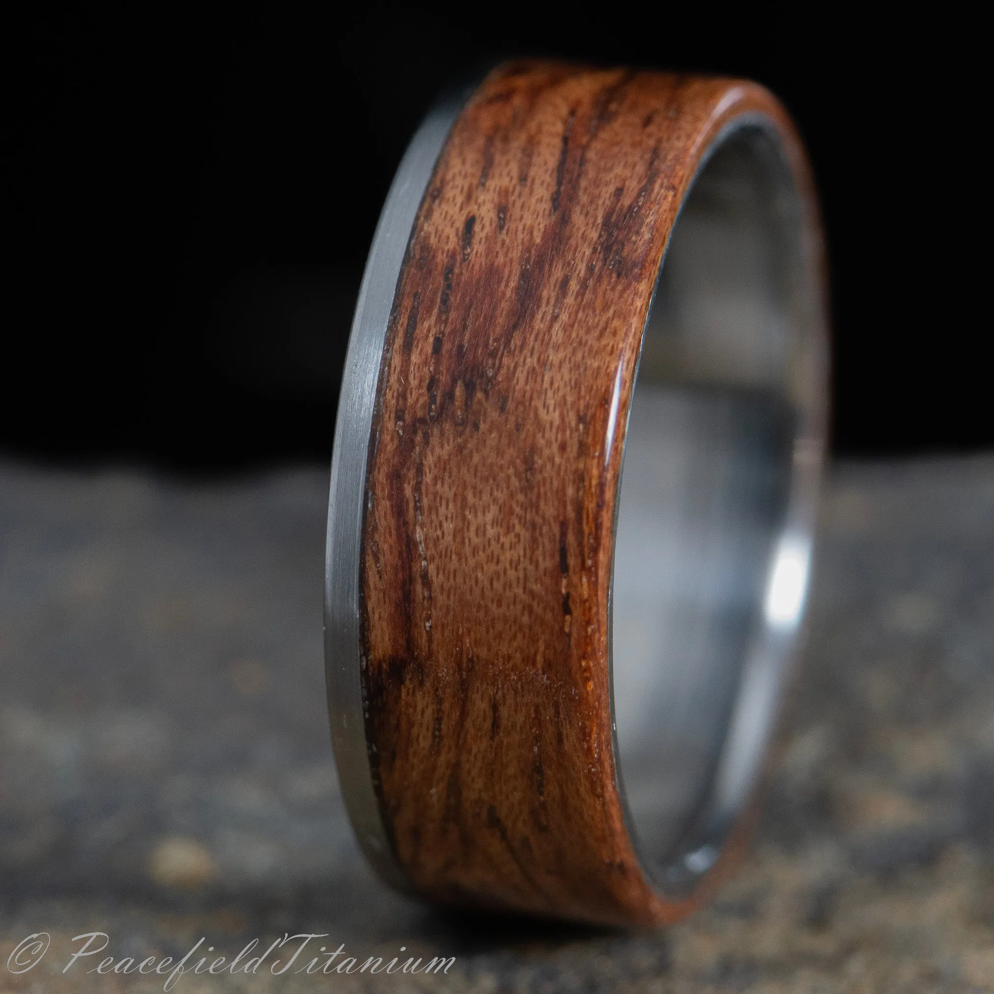 "Sedona sunset" Men's titanium and bubinga wooden wedding ring