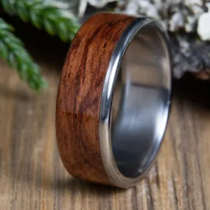 "Sedona sunset" Men's titanium and bubinga wooden wedding ring