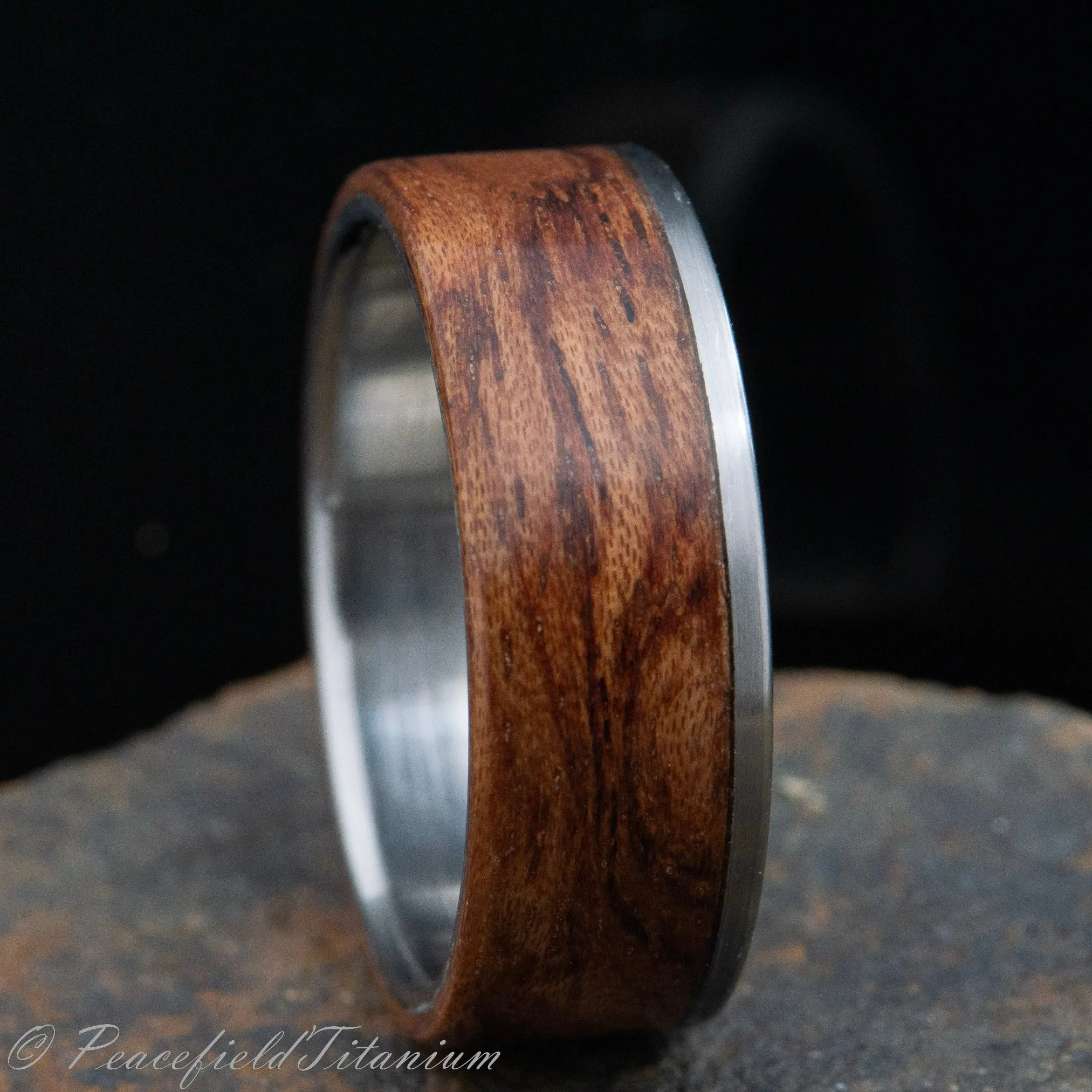 "Sedona sunset" Men's titanium and bubinga wooden wedding ring