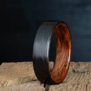 "The Aspen" Carbon fiber mens wedding ring with bubinga wood