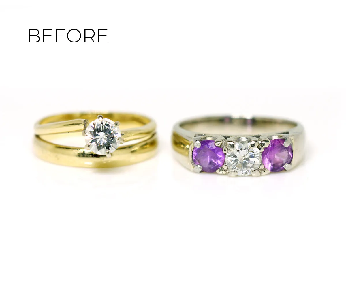 Radiant Diamond Three Stone Wedding Ring