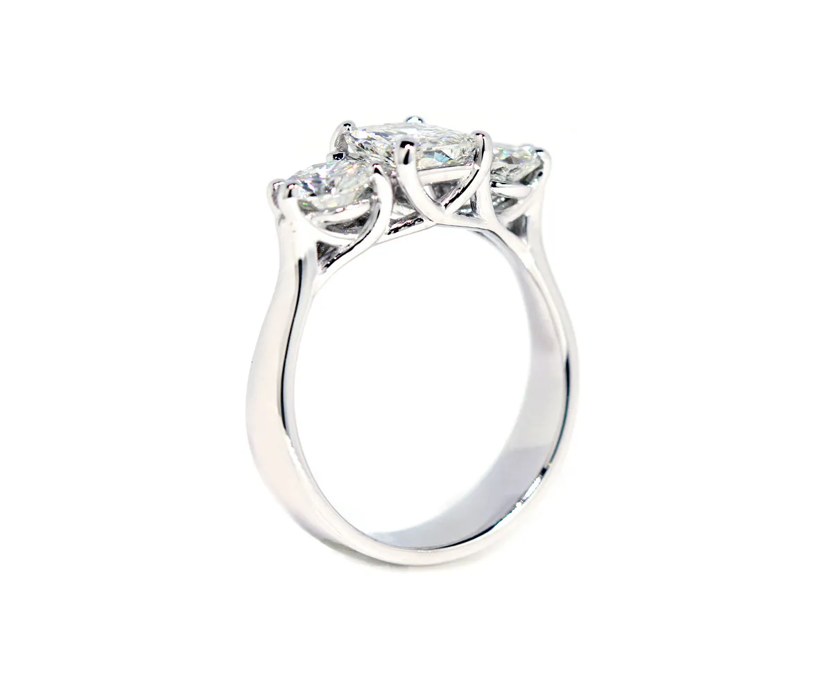 Radiant Diamond Three Stone Wedding Ring