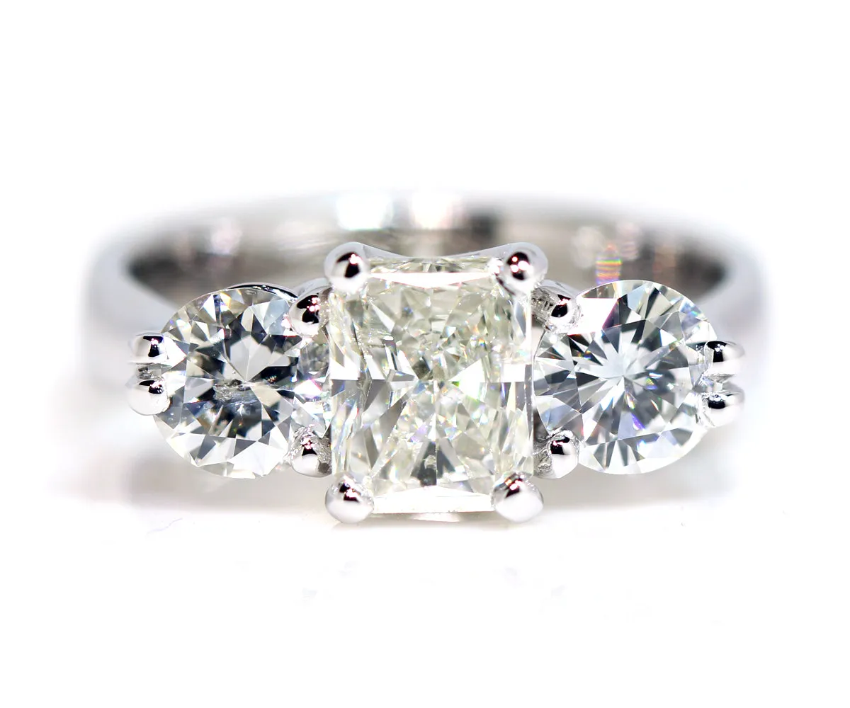 Radiant Diamond Three Stone Wedding Ring