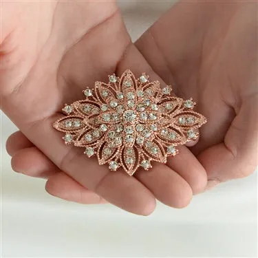 Rose Gold Vintage Floral Bridal Brooch