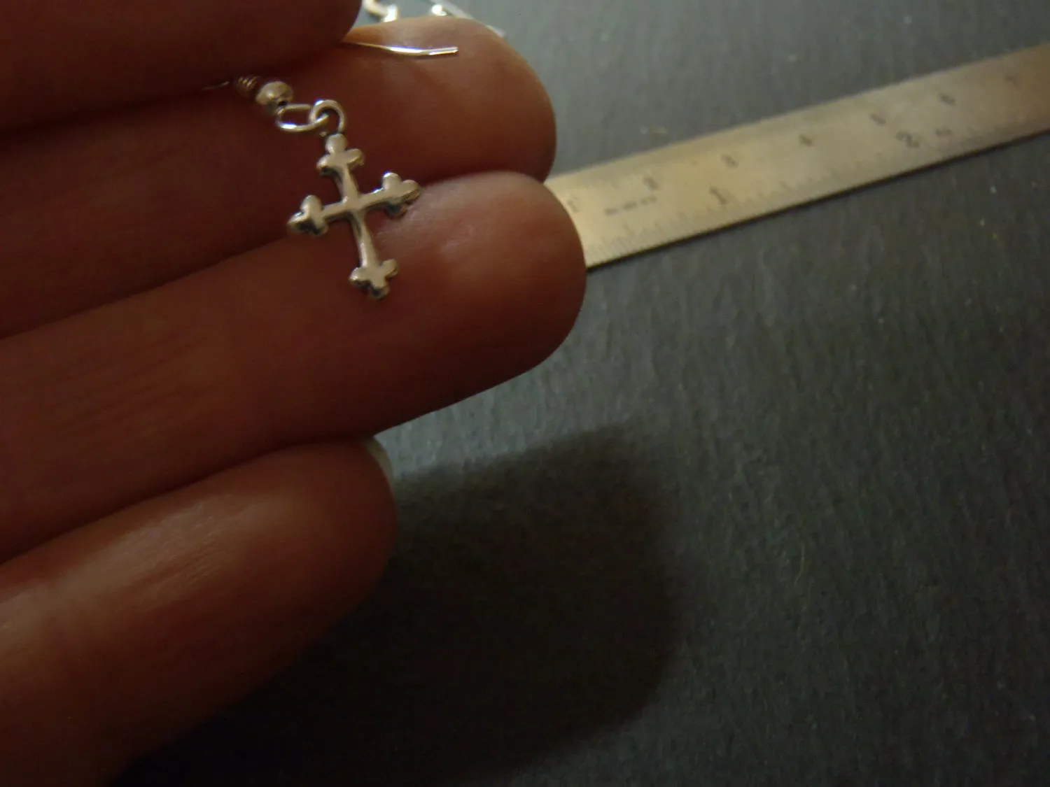 Sterling Silver cross tiny dangle earrings
