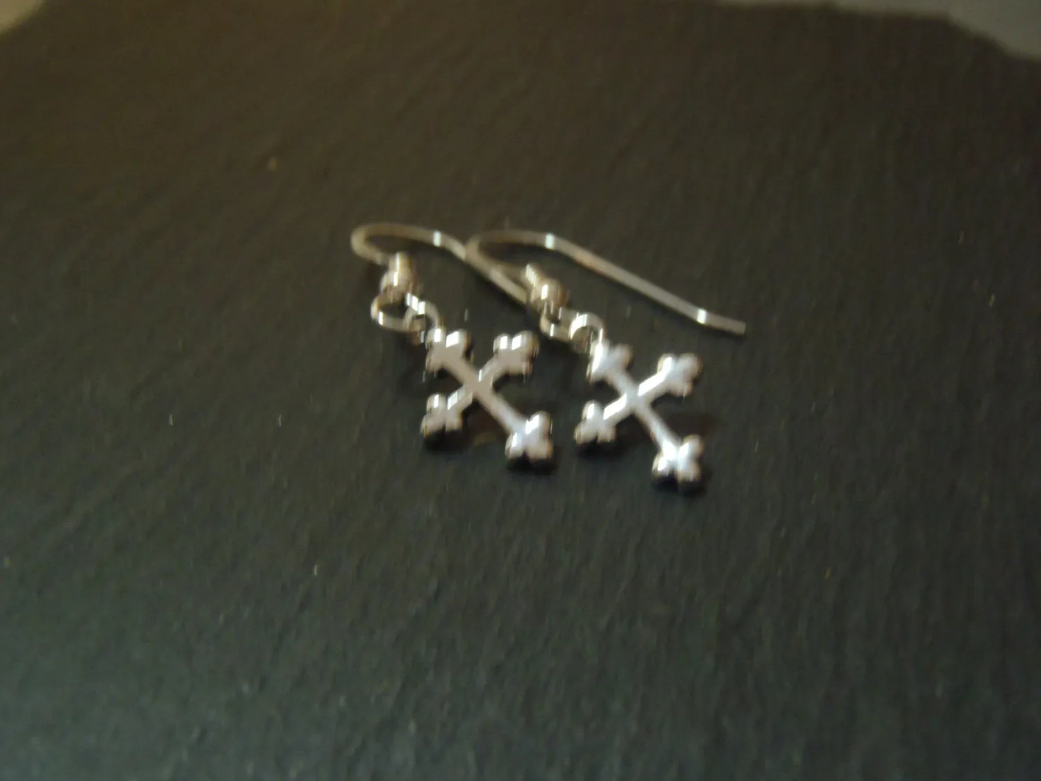 Sterling Silver cross tiny dangle earrings