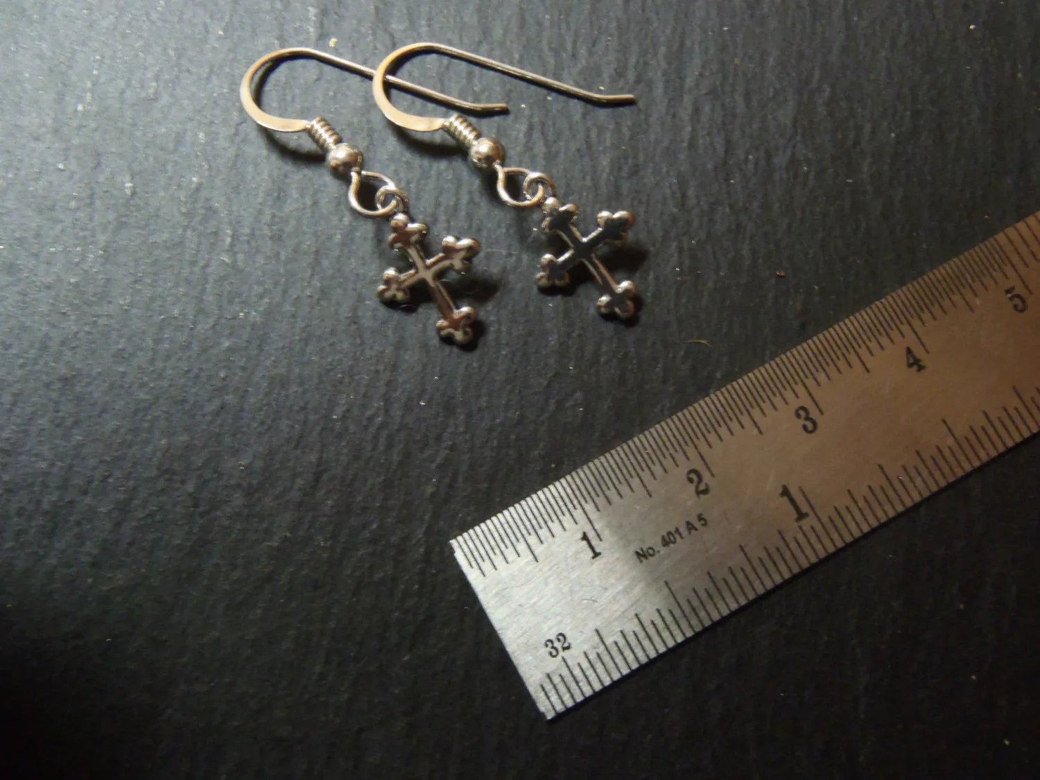Sterling Silver cross tiny dangle earrings