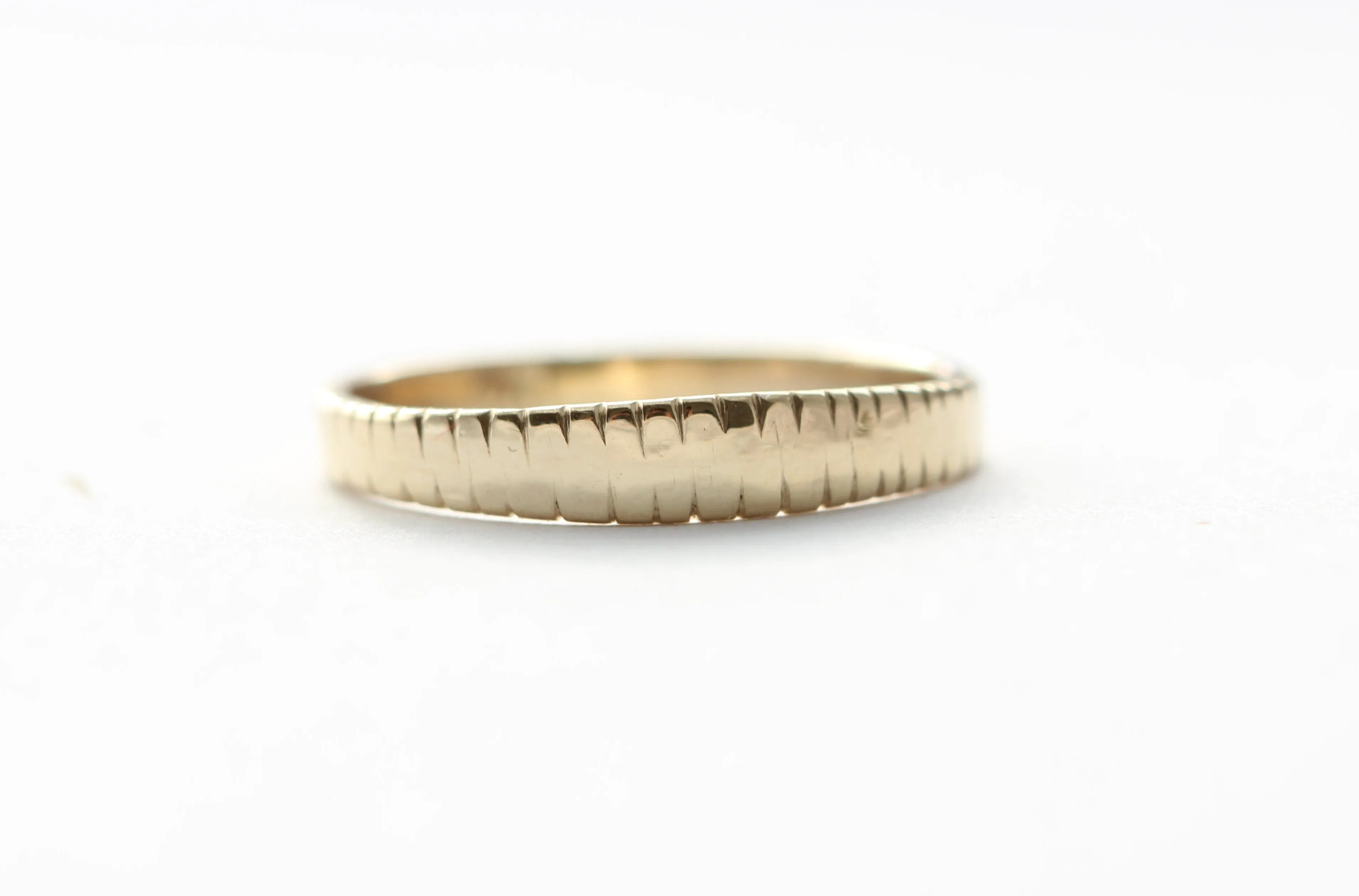 Textured 14k Yellow Gold Hammered Wedding Ring or Stacker