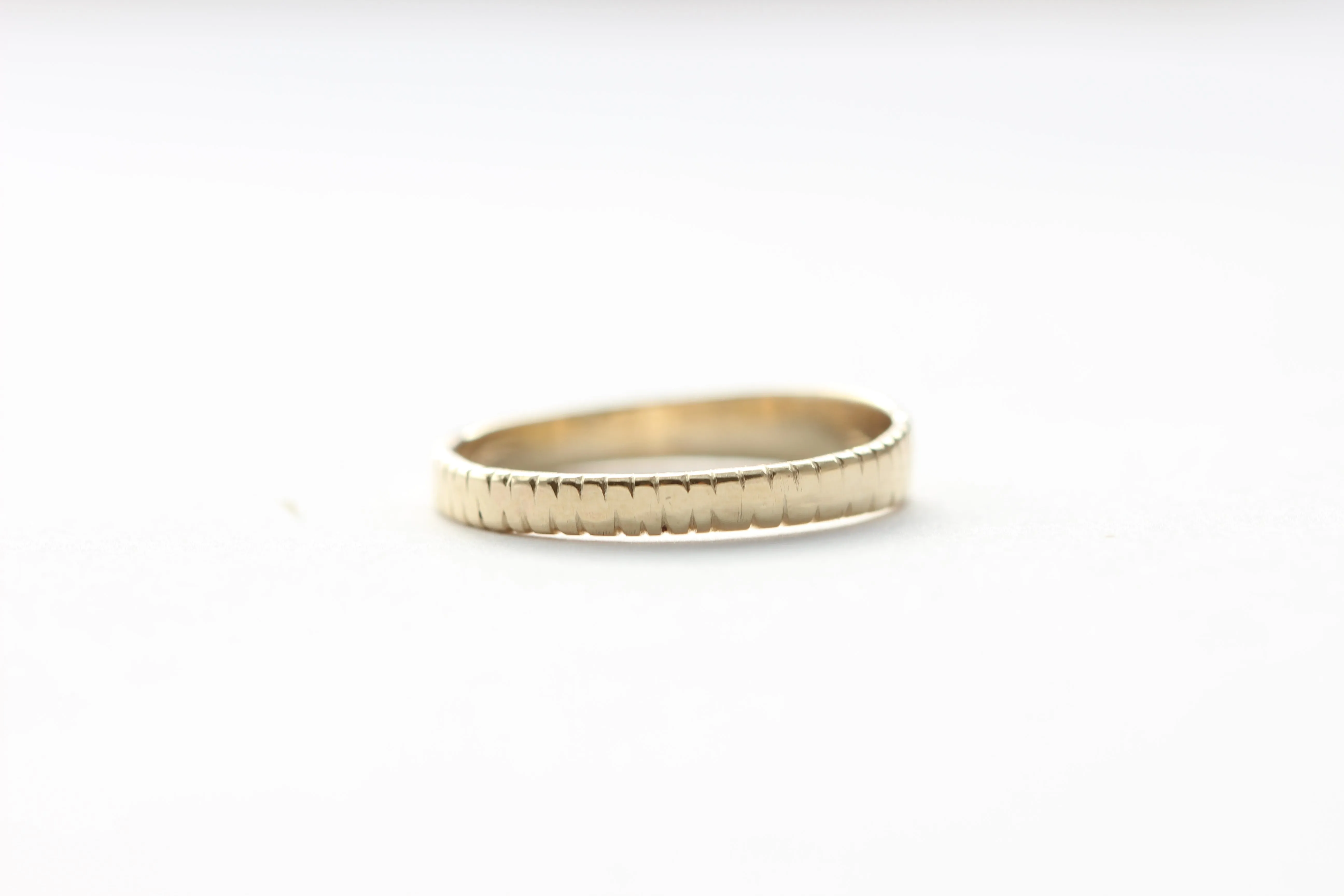 Textured 14k Yellow Gold Hammered Wedding Ring or Stacker