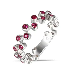 White Gold Bezel Rubies Fashion Band